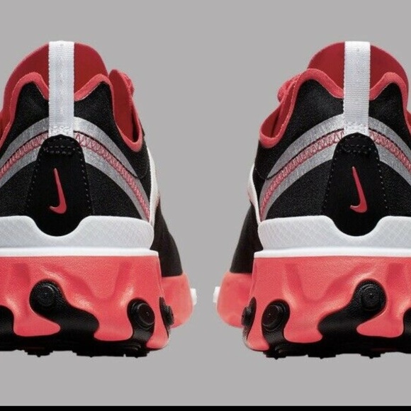 New Running NIKE React Element 55 Black White Red - Picture 4 of 8
